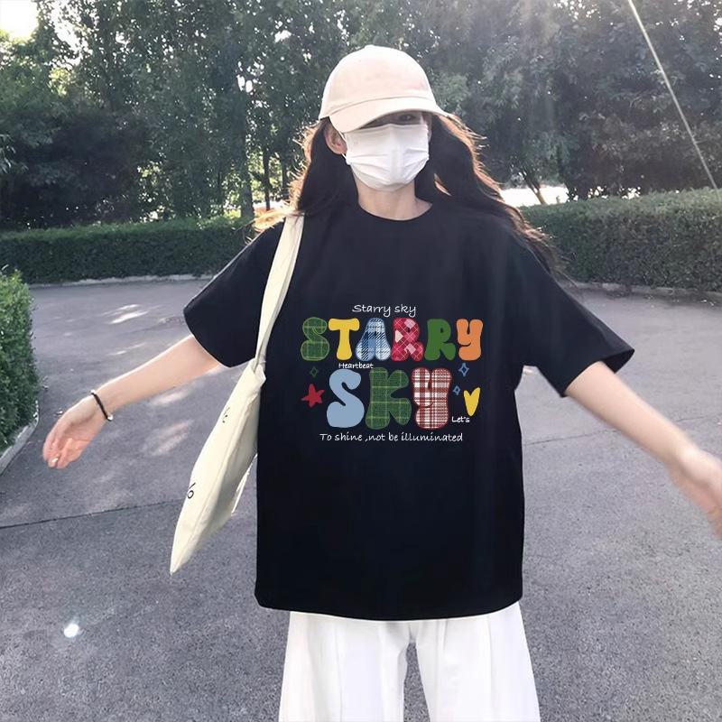 ピュアコットン半袖Tシャツレディース2025年夏新作ブラックルーズスリム半袖インナーレイヤリングシャツTシャツトップ|undefined