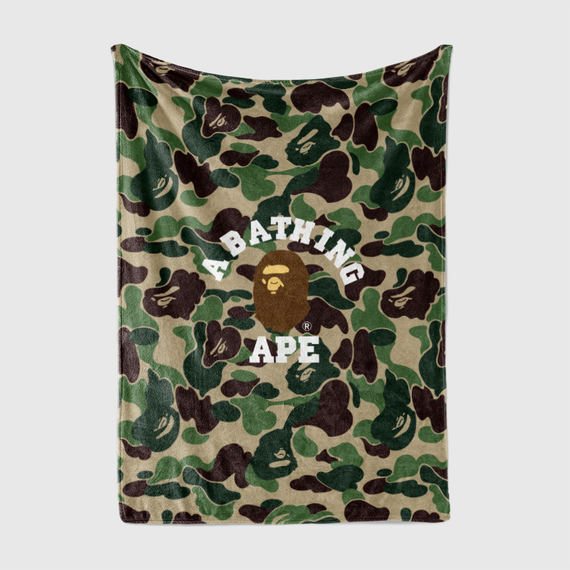 Bape Camo Cartoon Air-conditioning Blanket Ape Head Animal Nap Blanket Pattern Printed Large Plush Blanket for Home