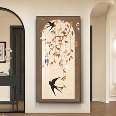 玄關裝飾畫法式中古風入戶走廊過道掛畫高級感復古進門豎版壁畫