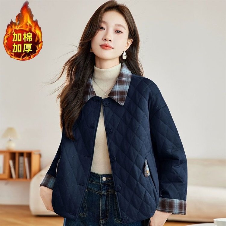 Dropshipping 2026 Early Spring Women's Quilted Jacket New Loose Short Style Chanel-Inspired Age-Reducing Lightweight Cotton Coat Dropshipping 2026 Early Spring Women's Quilted Jacket New Loose Short Style Chanel-Inspired Age-Reducing Lightweight Cotton Coat