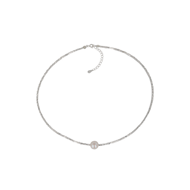 Luz de lujo de alto grado sentido nicho diseño de la clavícula rota de plata 925 plata esterlina roto pareja de plata collar de perlas de agua dulce