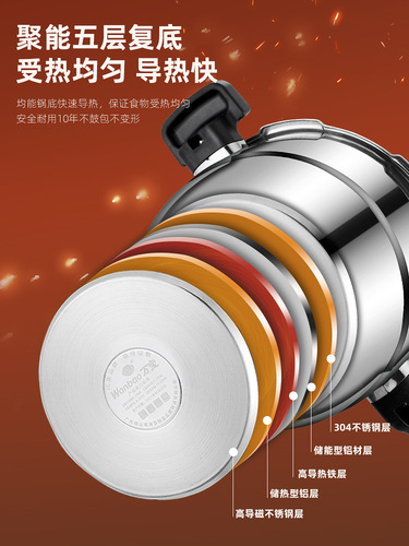 BB4C wholesale household 304 stainless steel pressure cooker household gas induction cooker universal pressure cooker explosion-proof