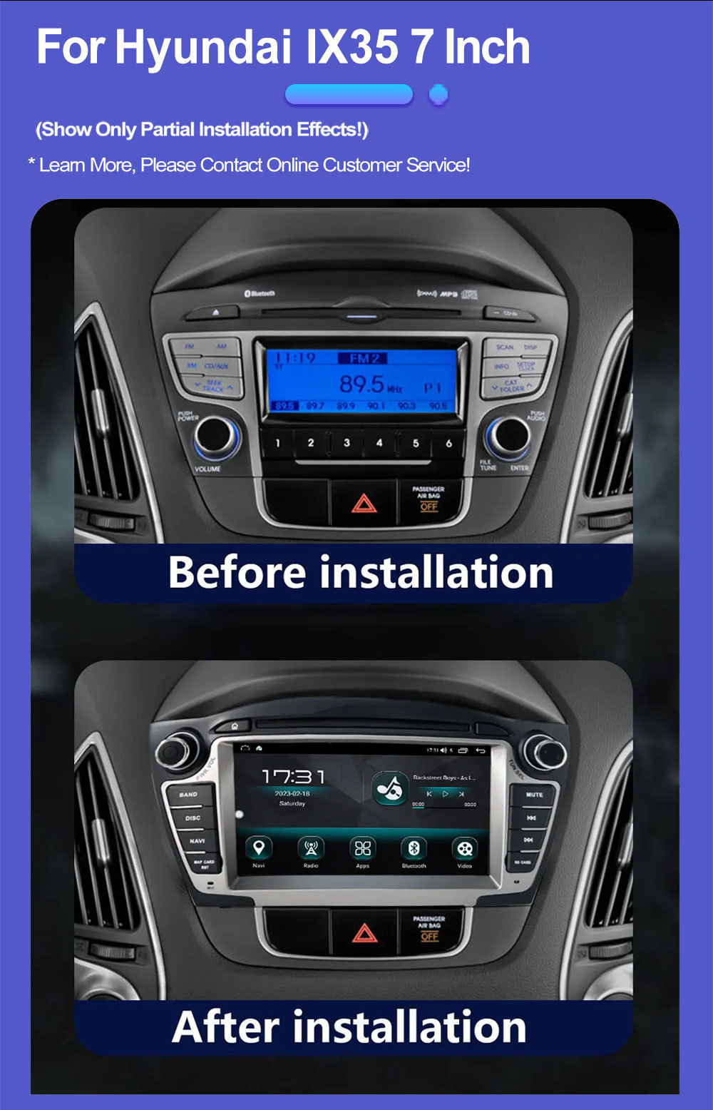 Suitable for 7inch Hyundai Ix35 Android Car Gps High-Definition Screen Mp5 Bluetooth Navigation All-In-One Device Carplay