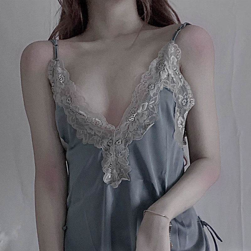 Lencería sexy nueva primavera y verano camisón sexy 2021 camisón delgado para mujer ropa de hogar encaje entrega de una pieza