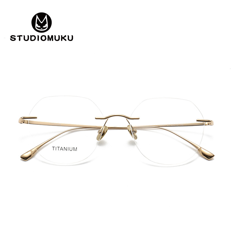 Gafas de madera STUDIOMUKU Marco de gafas sin marco simple y cómodo Marco de gafas sin marco para mejorar el gusto