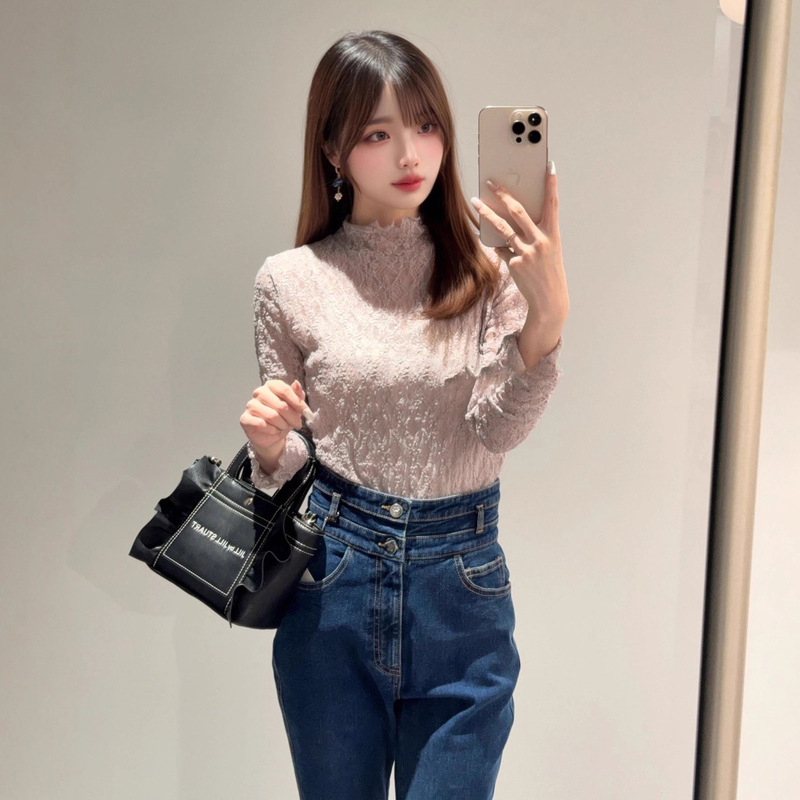 【Huilin】2025 Autumn/Winter Japanese Style Versatile Lace Sweet Elegant Base Shirt Top 25A355 【Huilin】2025 Autumn/Winter Japanese Style Versatile Lace Sweet Elegant Base Shirt Top 25A355