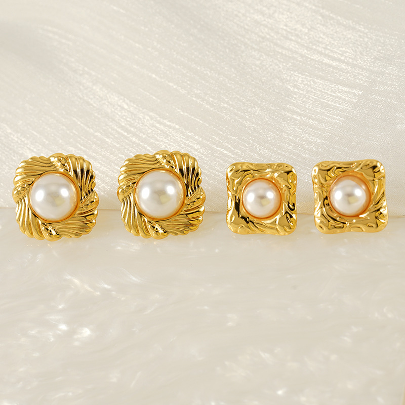 Pendientes de acero de titanio perla de alta calidad de lujo ligero de moda para mujer, nuevas tendencias europeas y americanas, pendientes de acero inoxidable de todo fósforo para mujer