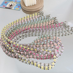 ins風跳色串珠鏈條珠珠掛脖掛鏈手機殼通用防摔防丟斜跨肩帶掛繩