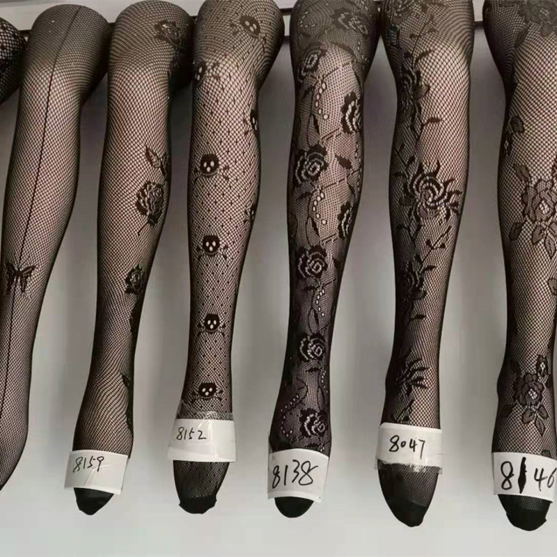 Black Silk Stockings Women's Summer Thin Black Hand Tear Stockings Jacquard Core-spun Silk Fun Stockings Sexy Temptation Fishnet Stockings