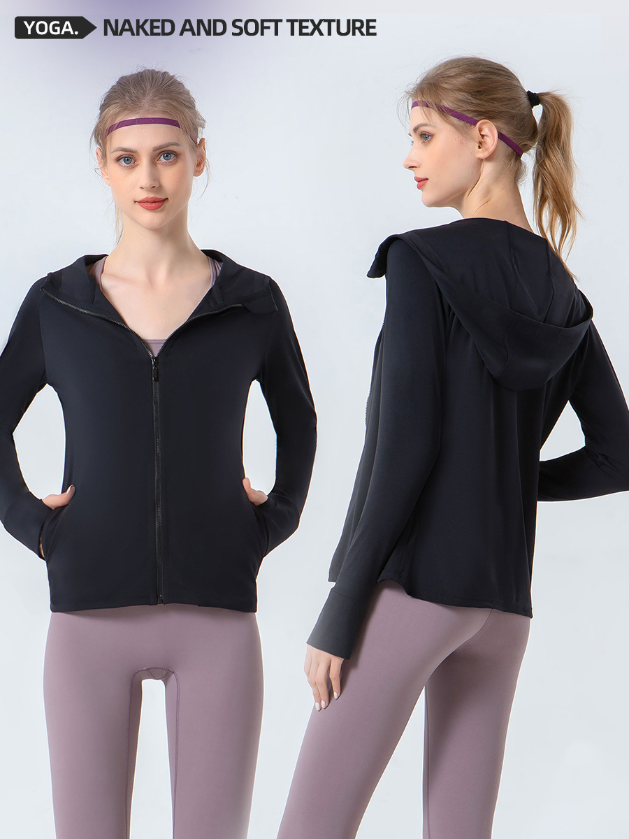 Chaqueta de Yoga con Cierre y Cuello Alto Holgada, Nueva Colección Otoño/Invierno 2025, para Mujer, de Secado Rápido, Adelgazante, con Bolsillos, Chaqueta Deportiva con Capucha