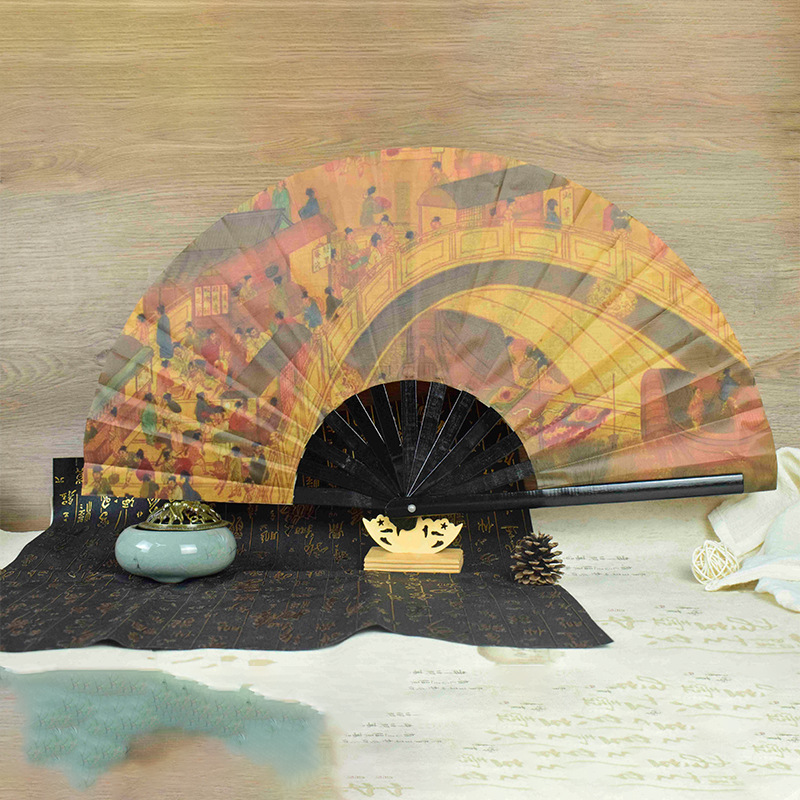 33CM ventilador de kung fu ventilador de kung fu grande ventilador de tai chi ventilador de kung fu diseño personalizado impresión de patrón al por mayor ventilador de viento chino