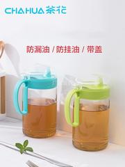 Tea flower oil pot glass leak-proof kitchen household seasoning bottle soy sauce bottle vinegar bottle set large and small size oil can