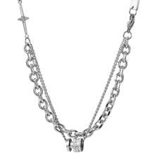 小众设计高级感女酷钛钢项链男潮叠戴镶钻双层小蛮腰情侣转运吊坠