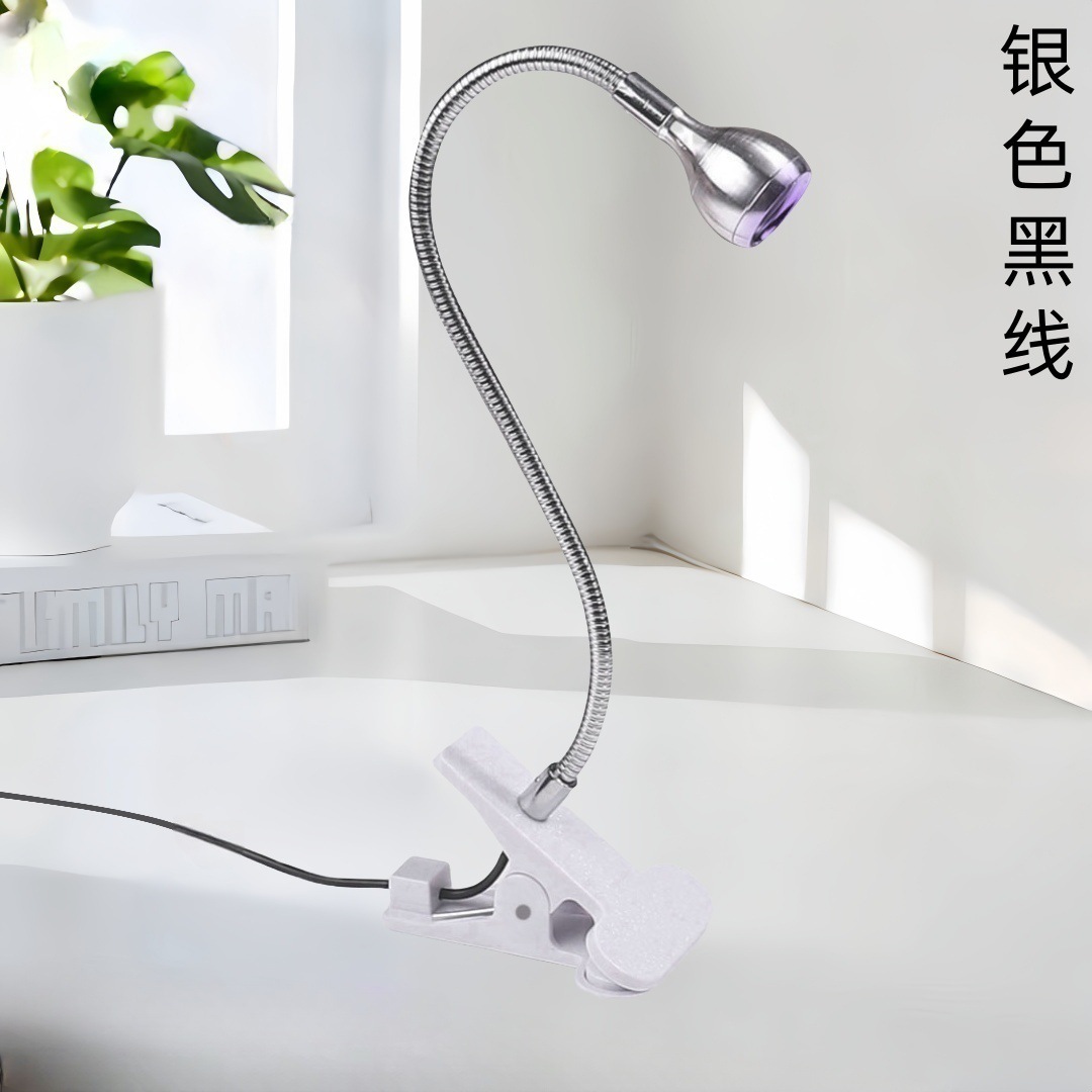 Lámpara de uñas de cuello de cisne, lámpara de clip USB de luz violeta de curado UV, lámpara de una palabra, de secado rápido, sin manos negras, lámpara de parrilla de uñas LED