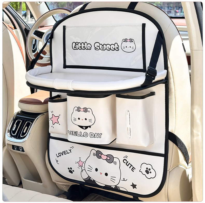 Car Seat Back Storage Bag Creative Multifunctional Table-Style Car Storage Bag Cute Cat Storage Hanging Bag