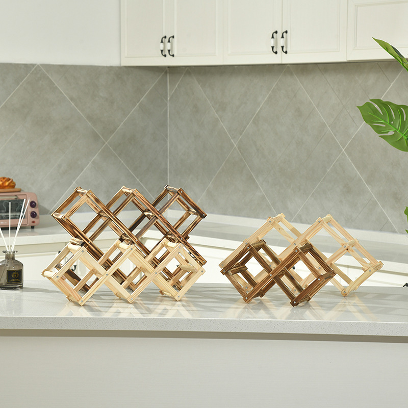 Estante para vinos plegable de madera, estante para vinos tinto de madera, soporte para vinos creativo, almacenamiento conveniente, venta directa de fábrica, portátil