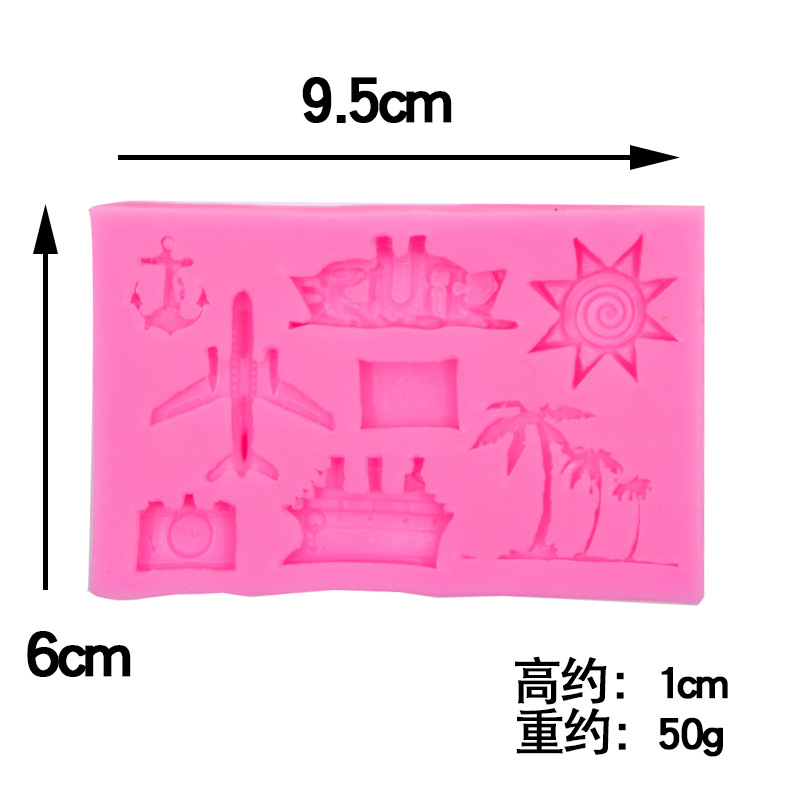 Dibujos Animados avión Coconut Beach barco vacaciones de verano molde silicona Fondant chocolate arcilla Decoración