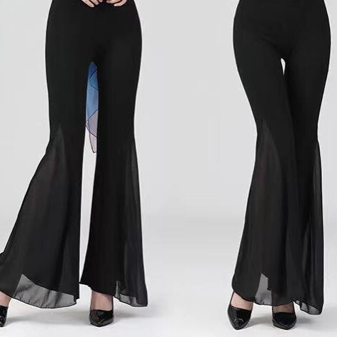 Women's Body Shaping Formal Pants Dance Pants Modal Micro-Angle Big Bellows Practice Pants Gold Velvet with Lace Bellows Pants