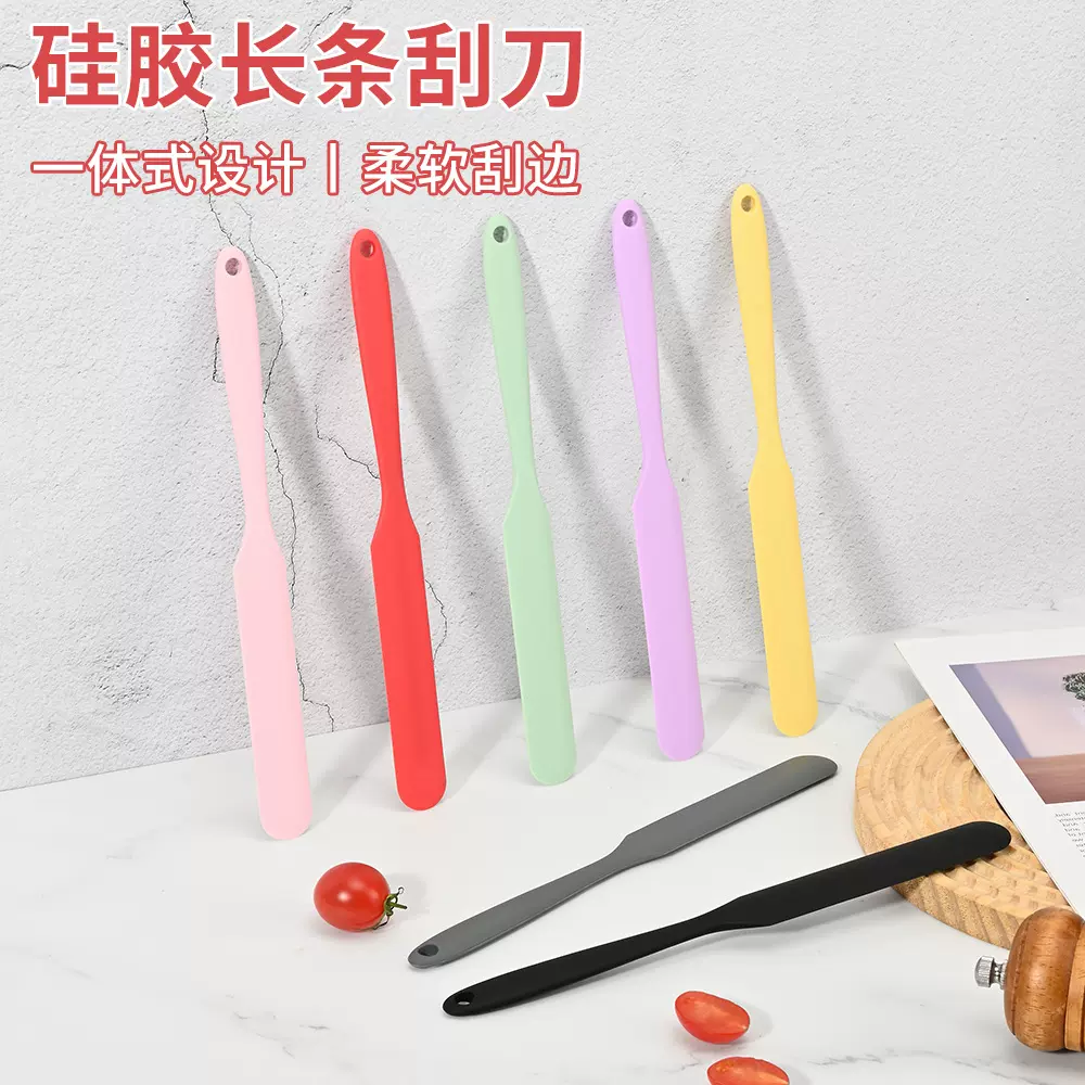 跨境一体硅胶长条刮刀厨房烘焙刮刀果酱抹刀蛋糕奶油搅拌刮铲现货