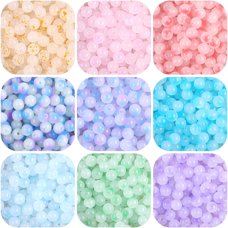 8mm glass jelly beads double transparent loose beads handmade diy necklace bracelet bracelet material accessories manufacturers wholesale