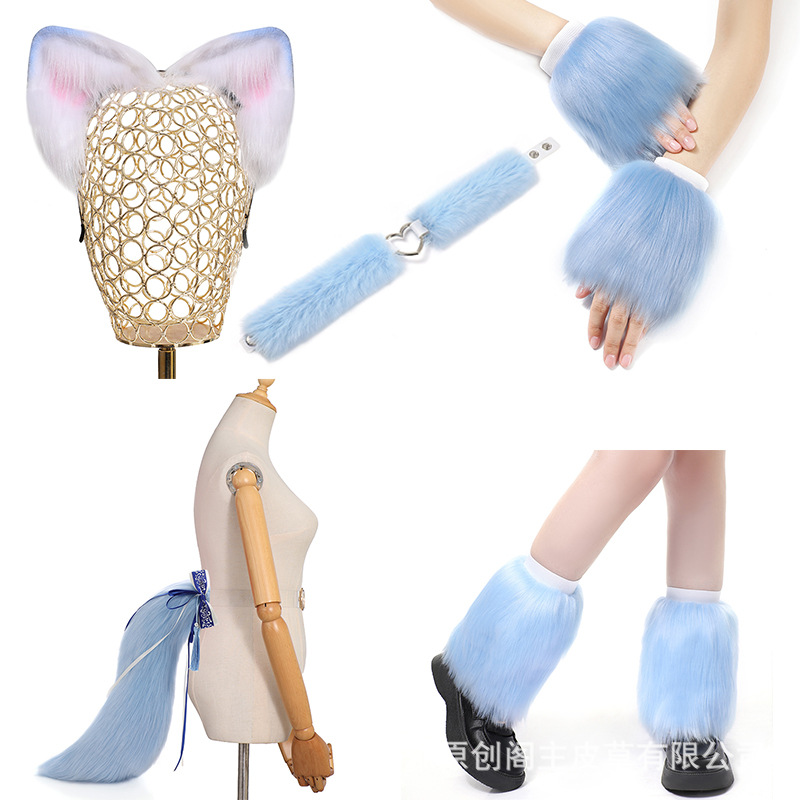 헤드웨어 헤어 액세서리 비스트 이어 헤어 후프 코믹 콘 파티 패션 액세서리 손으로 만든 봉제 폭스 이어 폭스 테일 세트