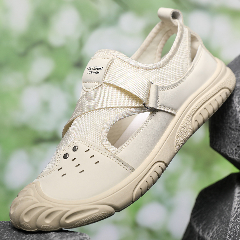 Zapatos de hombre, sandalias de malla de verano, nuevos zapatos casuales de hombre, zapatos de playa al aire libre con velcro transpirables