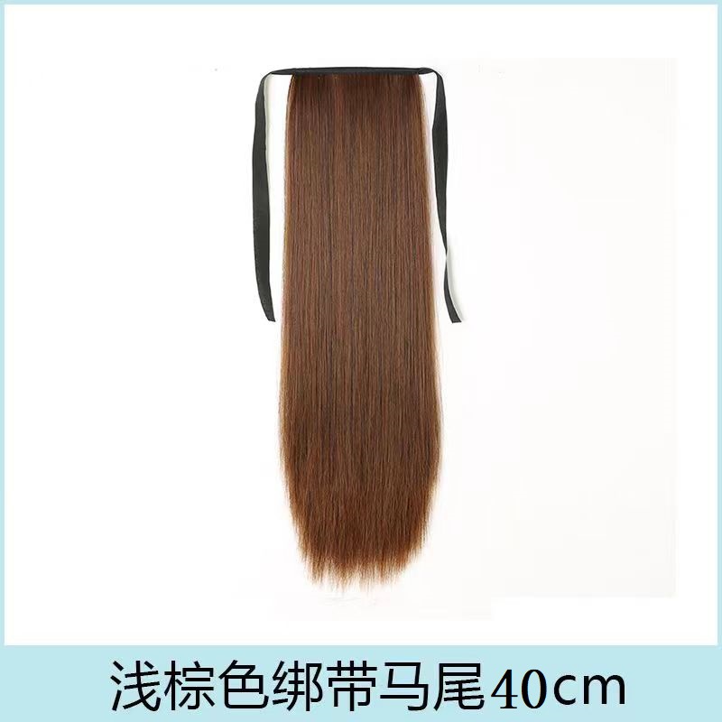 Peluca de cola de caballo doble de seda de alta temperatura para mujeres con cabello largo y liso, cabello artificial mate de alta temperatura, peluca de cabello esponjoso