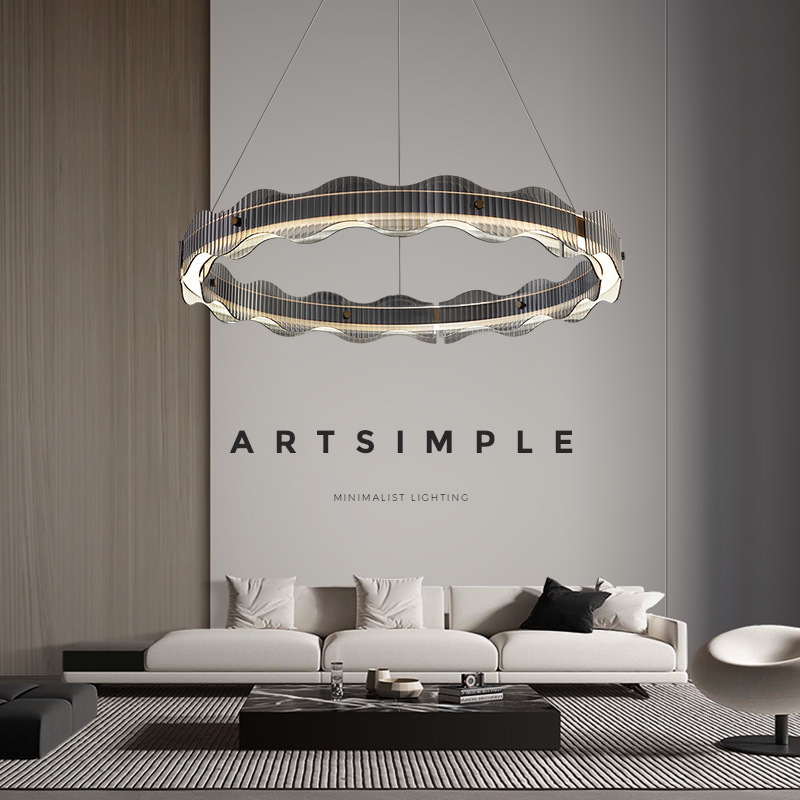 Lámpara de la sala de estar minimalista italiana moderna lujosa atmósfera doméstica de alta gama vidrio redondo simple lámpara de dormitorio comedor