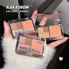 kakashow四色腮紅眼影綜合盤一體盤珠光細閃啞光初學者大地色系