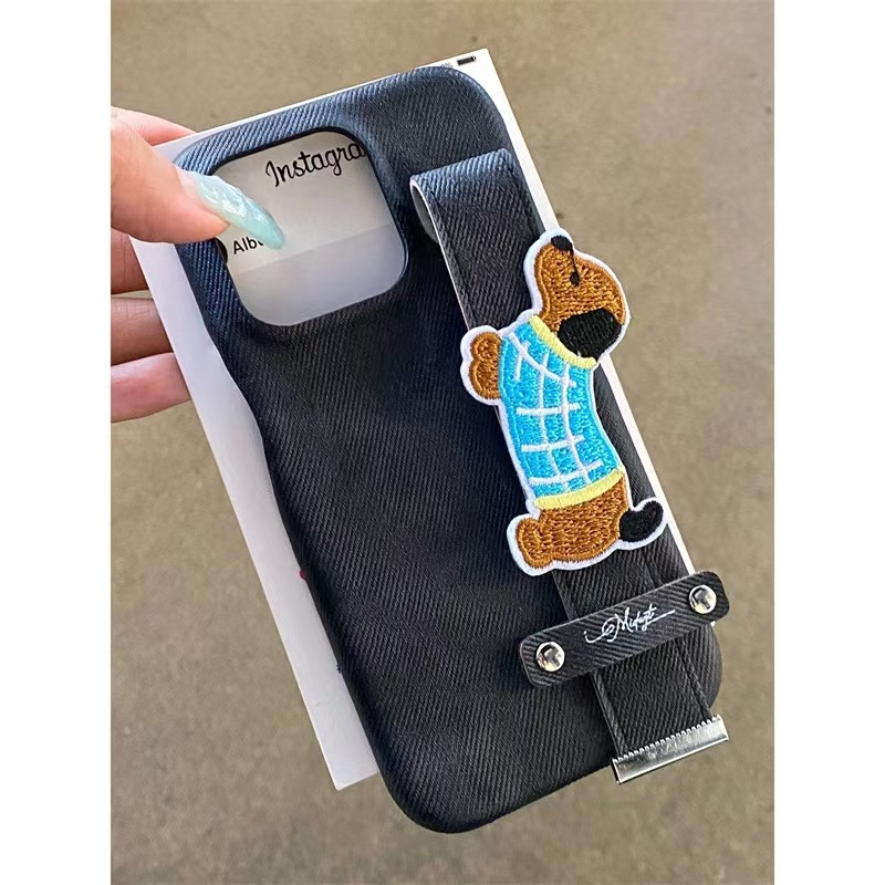 Ins nueva pulsera de perro salchicha de color sólido para iPhone 15ProMax funda para teléfono móvil 14 Apple 13Pro Mujer 12