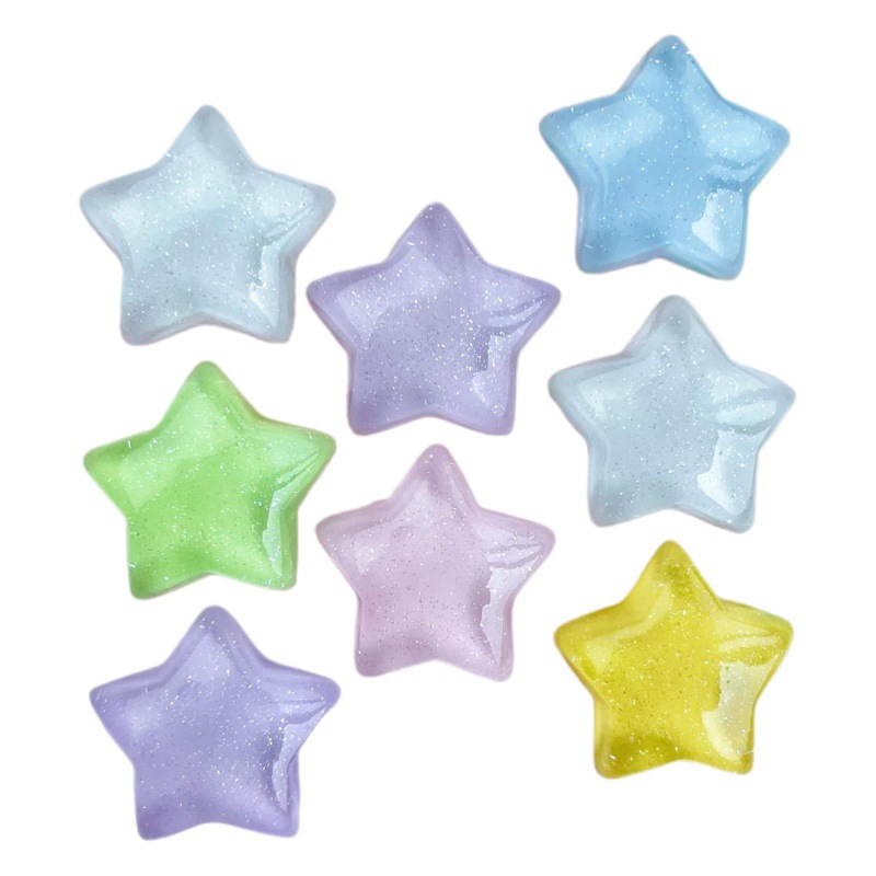 Transparente delgada flash color estrella de cinco puntas accesorios de resina DIY teléfono móvil Shell horquilla taza de agua pegatinas zapato hebilla accesorios estrellas