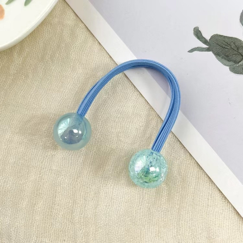 Coreana para niños explosión perla princesa doble anillo de cabello joyería para el cabello de la niña cuerda de cabello para el cabello de los estudiantes lindos tiras de goma