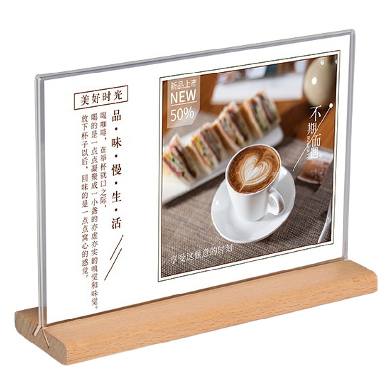 Transparent Acrylic Table Card T-Shaped Pull-Out Table Sign A4 Display Stand Price Sign Menu A5A6 Table Sign Wholesale