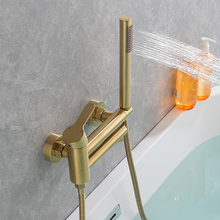 全铜浴缸水龙头冷热混水阀开关浴室金色简易三联淋浴花洒套装家用