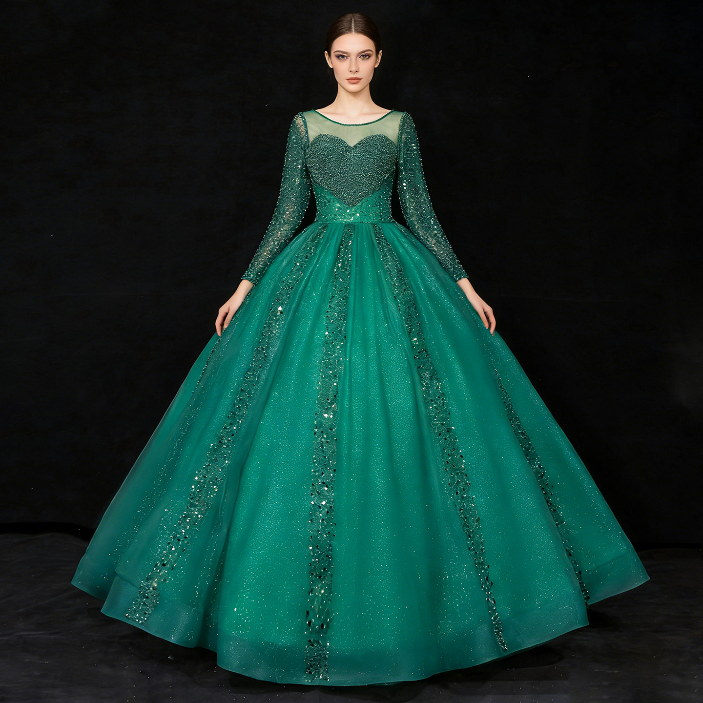 2026 New European and American Wedding Dresses for Foreign Trade, Bridal Gowns with Intricate Craftsmanship, Dreamy Ball Gown Style, Long-Sleeve Performance Dresses Available