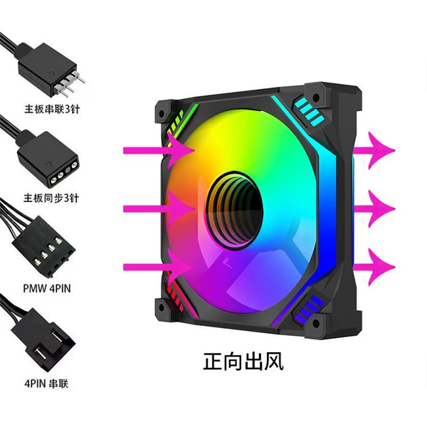 Arc inner and ourselves, ARGB Black Frame [Motherboard 3 Pink+Small 4pin PWM] Main Board Synchronous Positive Leaf