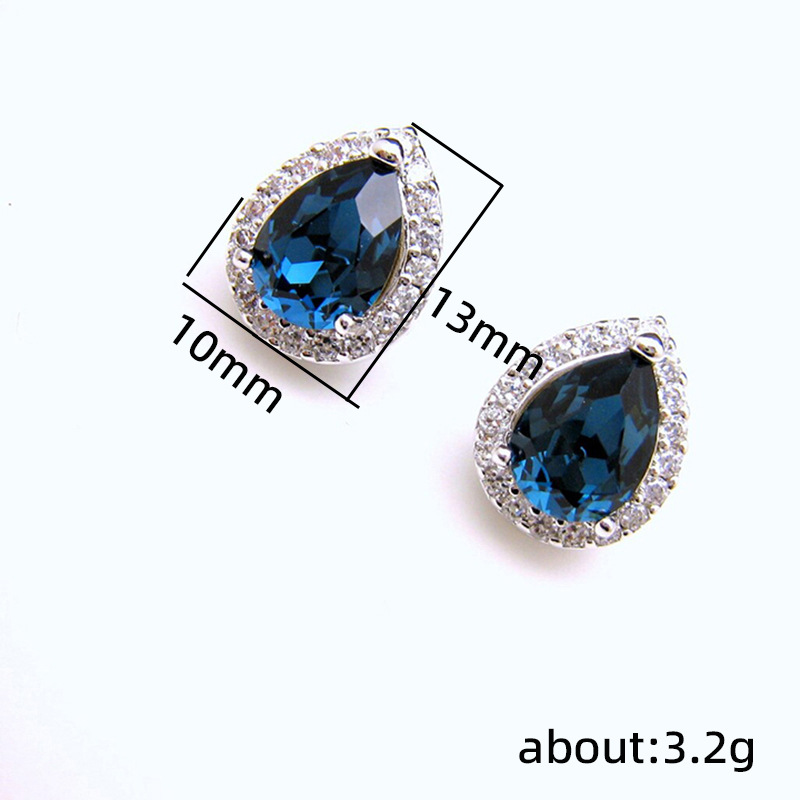 6g Weight Zircon Inlay Material Ear Studs Classification 1 Pair Simple Style Water Droplets Inlay Copper Zircon Ear Studs