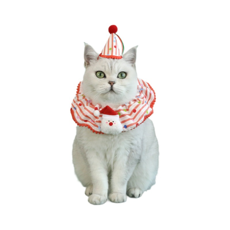 Comercio exterior ondulado punto rayado bibita de Navidad mascota encaje conjunto de árbol de Navidad viejos collar de fotografía sombrero gato perro