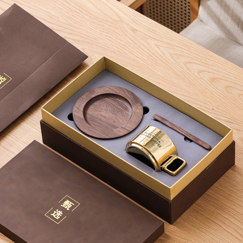 Taza de café americana con taza de nuez, taza de cerámica, taza de cerámica, regalo de mano