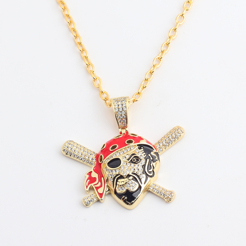 Punk Skull Copper Necklace Inlaid Zircon Copper Necklaces display picture 4