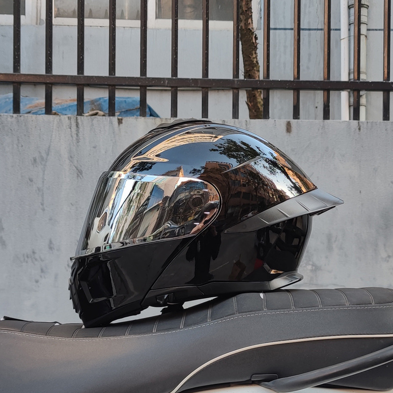Casco de Motocicleta Orz con Certificación DOT para Hombre y Mujer, Casco Abierto con Visera Doble, Spoiler de Invierno, Cobertura Media, Azul para Todas las Estaciones.