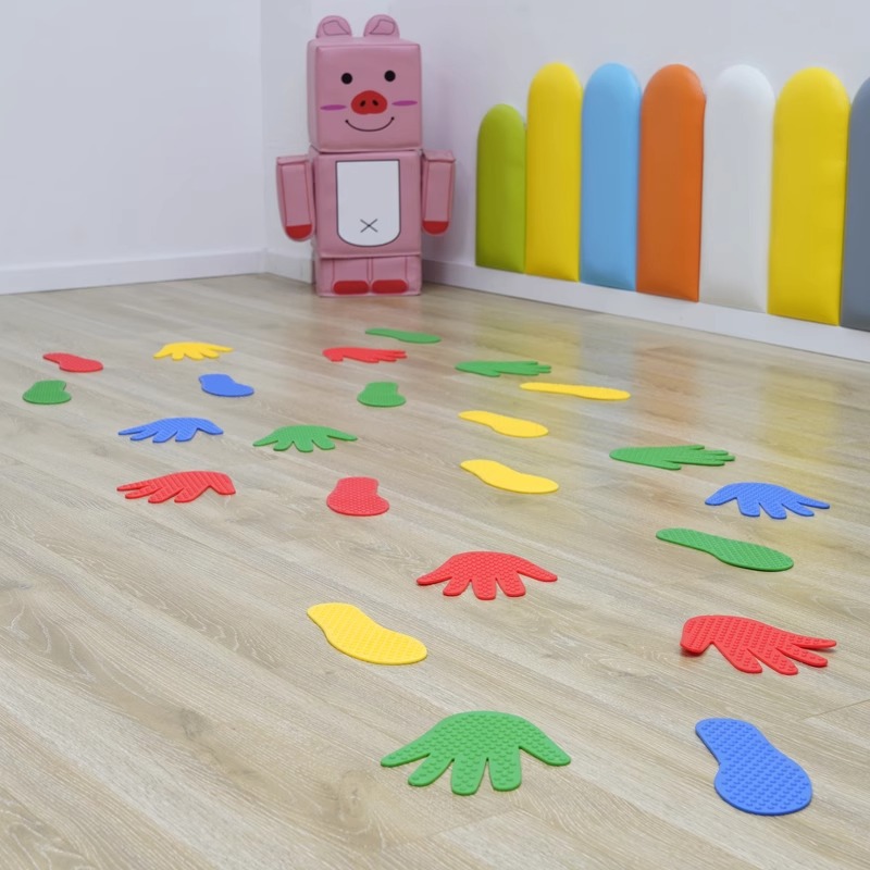 huellas de manos huellas de pies sensoriales juego de entrenamiento de equilibrio táctil almohadilla de salto juguete para niños mano y pie y equipo de palma