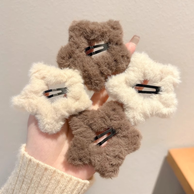 Otoño y invierno Melarde estrella pelusa clip para niños de alto nivel no lastimar el cabello lateral nubes estilo clip BB clip para el cabello