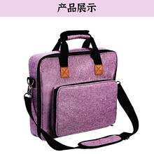 跨境热销家用手提编制工具收纳包紫色双层棒针钩针包针织收纳袋