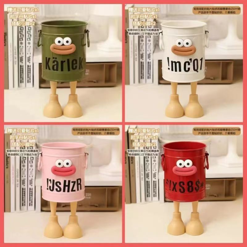 Portador de lápiz vintage + boca + pie + pegatinas (color de comentario)