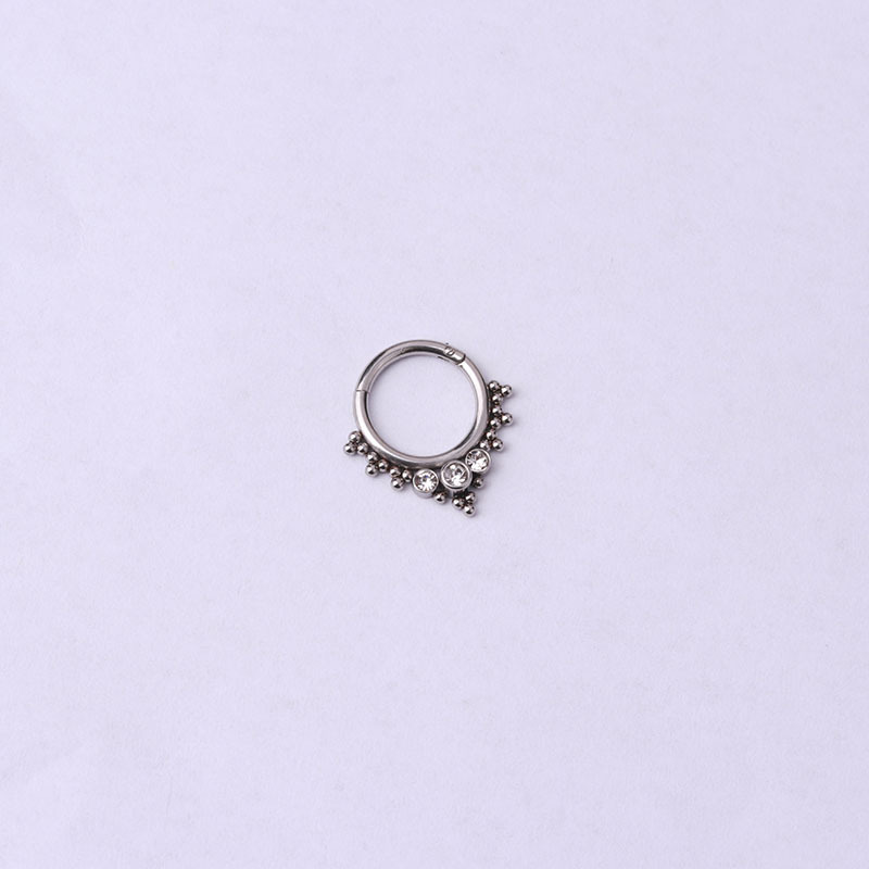15g Weight Zircon Inlay Material Nose Ring Classification 316L Stainless Steel Material Geometric Pattern Unisex Gender Fashion Style Waterproof Non Tarnish, Surgical Steel, Inlay Craft 316L Stainless Steel Zircon Geometric Waterproof Non Tarnish Surgical Steel Fashion Nose Ring For Unisex 1