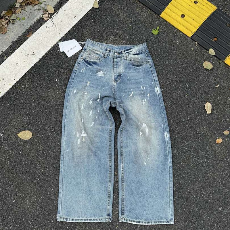 2026 Trendy Brand a C Hand-Painted Version Washed Splash-Ink 1981m Vintage Ac Loose Baggy Jeans for Men and Women 2026 Trendy Brand a C Hand-Painted Version Washed Splash-Ink 1981m Vintage Ac Loose Baggy Jeans for Men and Women