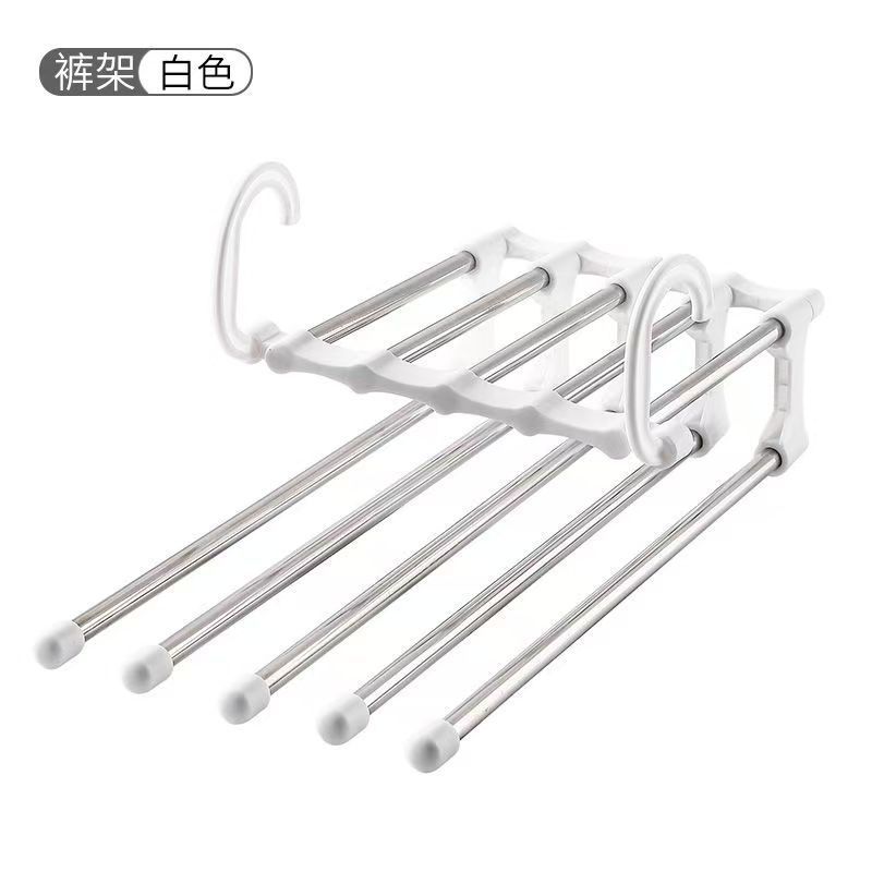 折りたたみズボンラック乾燥伸縮式家庭用マジックズボンクリップワードローブ収納ダブルフック多機能ズボン乾燥鋼管衣類ラック|undefined