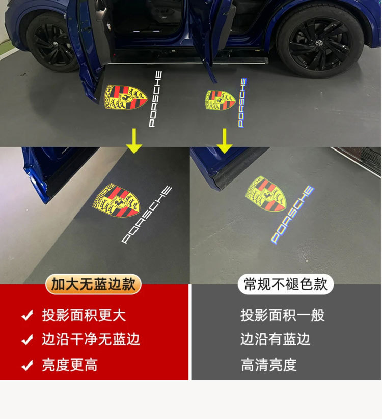 No Blue Edge Suitable for Porsche Welcome Light Cayenne Projection Taycan Modified Macan Panamera Door