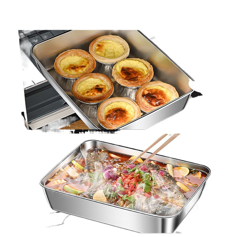 304 ステンレス鋼の鮮度保持ボックス蓋付き正方形プレート食品グレードの密封ボックスプレートトレイ正方形ボックス|undefined